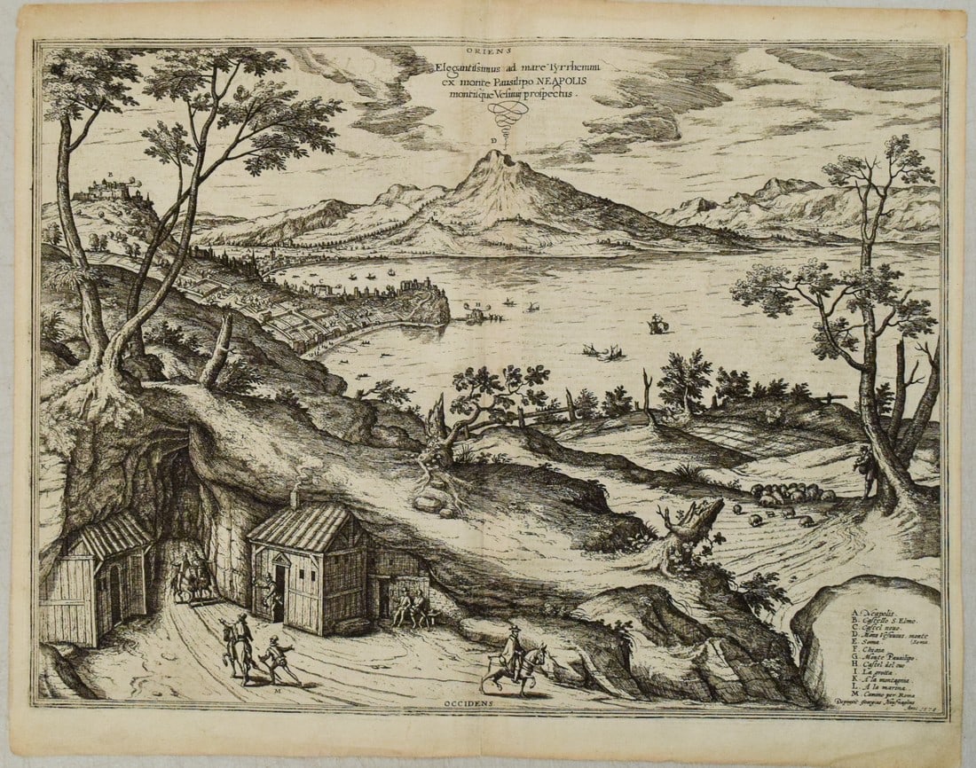 1578 Braun and Hogenberg View of Naples Bay with Vesuvius -- Elegantissimus ad mare Tyrrhenum ex (1 of 1)