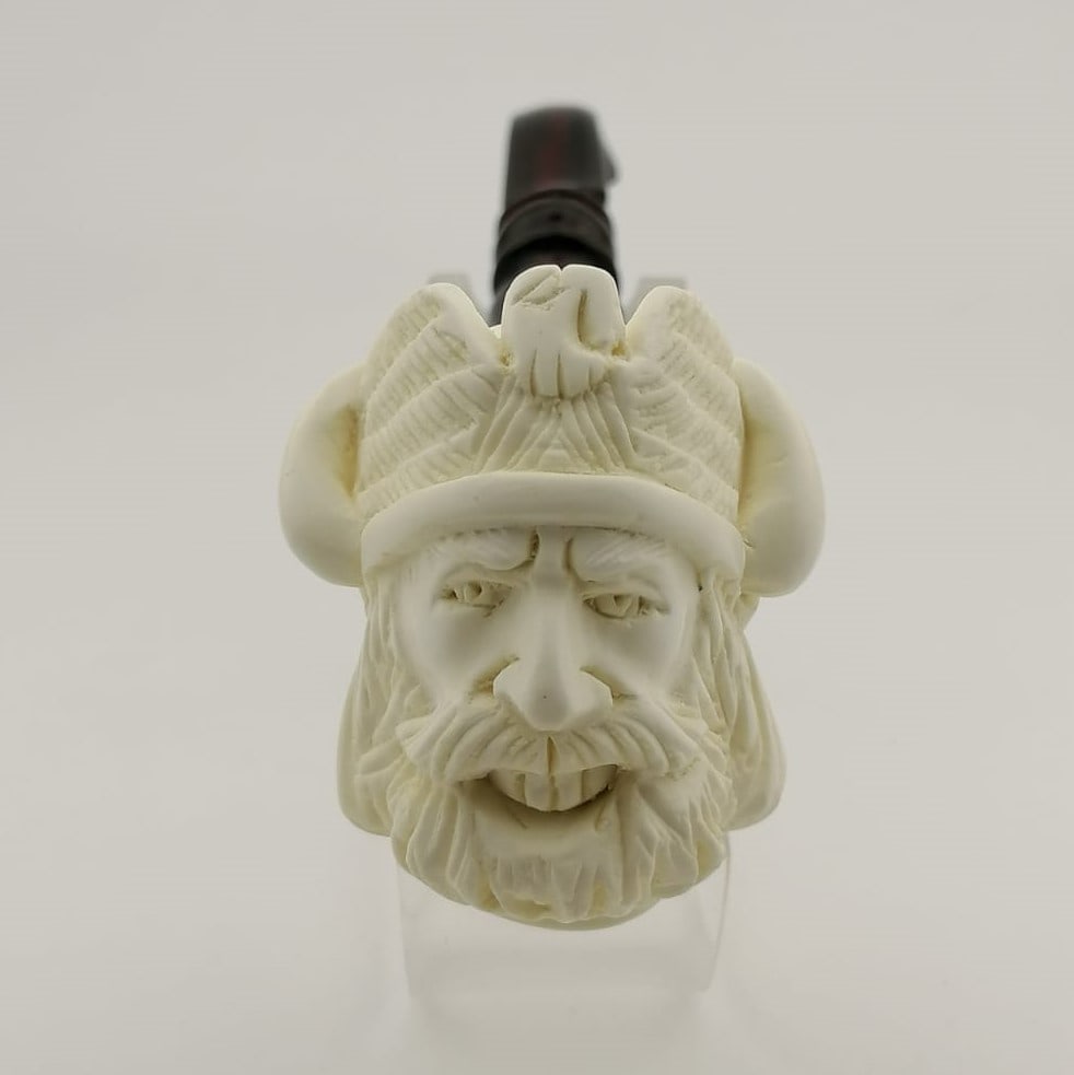 Viking,Hand carved Meerschaum Pipe.: Title: Viking,Hand carved Meerschaum Pipe. Materials: Meerschaum Dimension: 6.6 inch (17cm) Additional Information: Viking,Hand carved Meerschaum Pipe. Made in Turkey,Eskisehir by Meerschaum Carve Mas