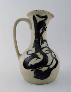 Mogens Andersen for Royal Copenhagen : Stoneware pitcher decorated with matt, grey glaze and black: Mogens Andersen for Royal Copenhagen : Stoneware pitcher decorated with matt, grey glaze and black glazed patterns. H. 24,5 cm. In perfect condition. 1st. factory quality. Reserve: $350.00 Shipping: D