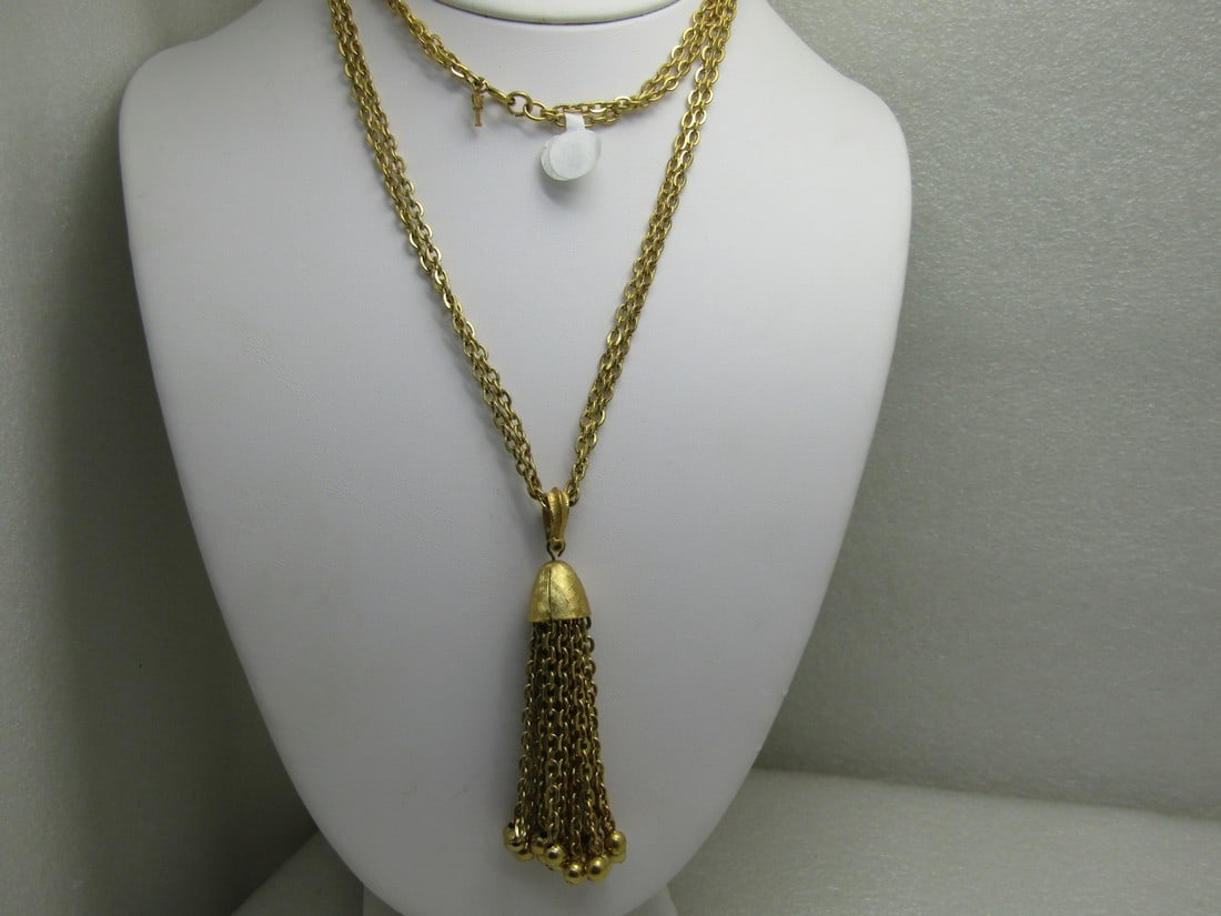 Vintage 30" Gold Tone Tassel Necklace (1 of 5)