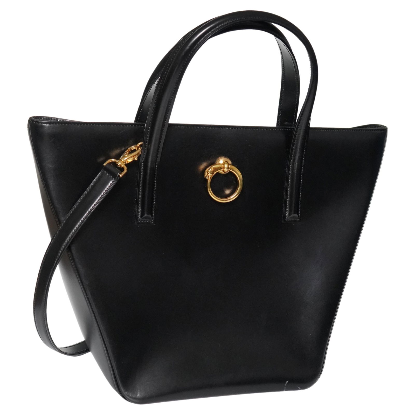 Cartier Panthere Black Leather Structured Tote Bag (1 of 19)