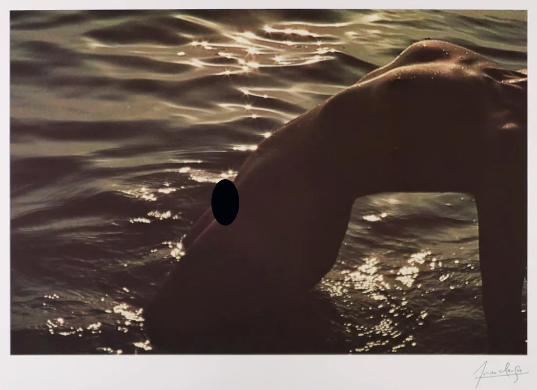 LUCIEN CLERGUE - Woman on the Beach: Artist: LUCIEN CLERGUE Print Title: Woman on the Beach Facsimile signature on the lower right Medium: Color Photo-lithograph Printing Date: 1979 Printed in France Image Size: 8.5 X 13 inches Lucien Cl