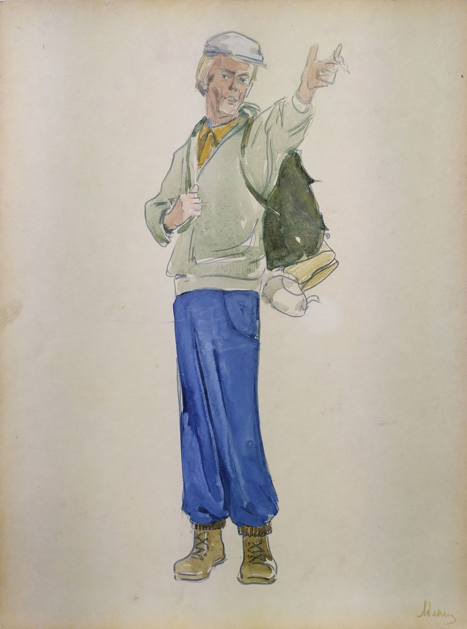 Yablonska Olena (Ukrainian artist), "You forgot your keys!", watercolor on cardboard (1 of 4)