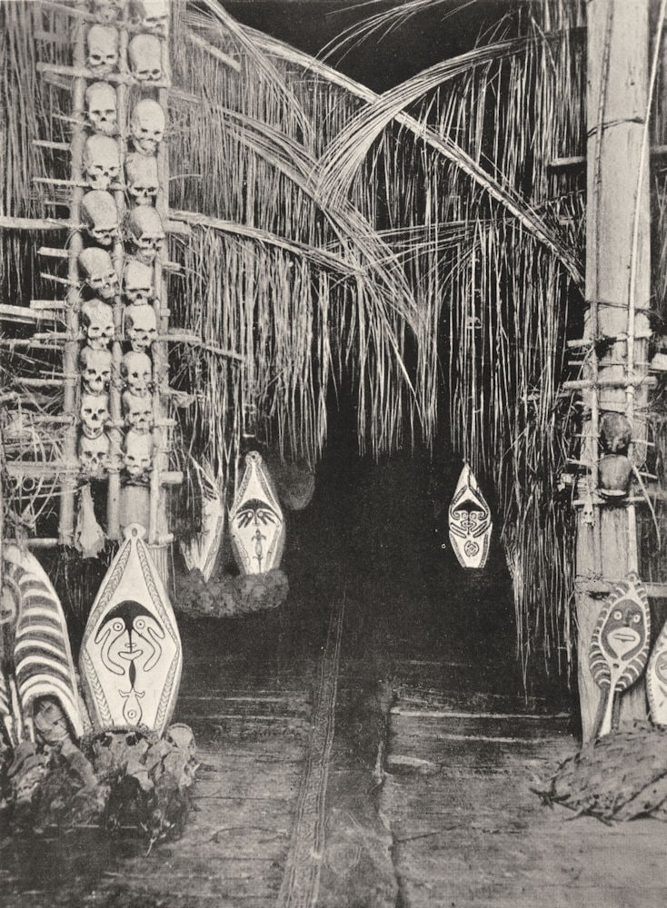 MELANESIA. Melanesia. Interior of Dubu, Toripi; 1900 old antique print (1 of 1)