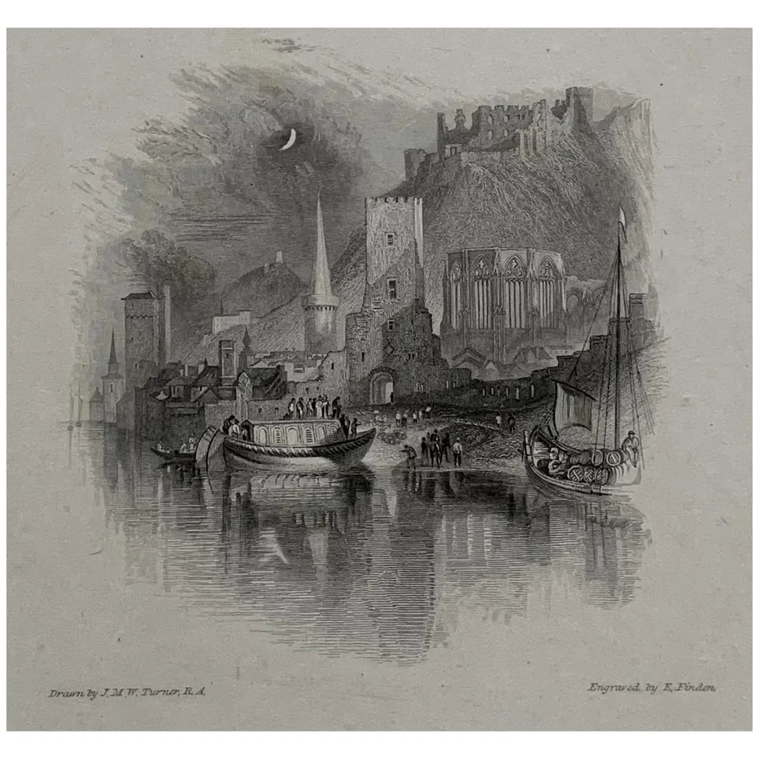 Bacharach, on the Rhine. 1833: Bacharach, on the Rhine. Published on 1833.; Artist: after Joseph Mallord William Turner (7751_ - 1851) Engraver: Edward Francis Finden (1791-1857) Publisher: John Murray; Plate size: 23,1 x17,8 cms;