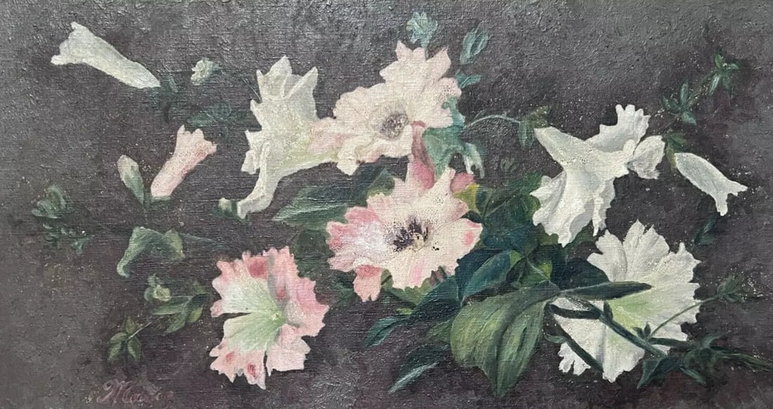 Antique Oil Painting Still Life Bouquet, Flowers Du Danemark MARIE (1865-1909) (1 of 4)