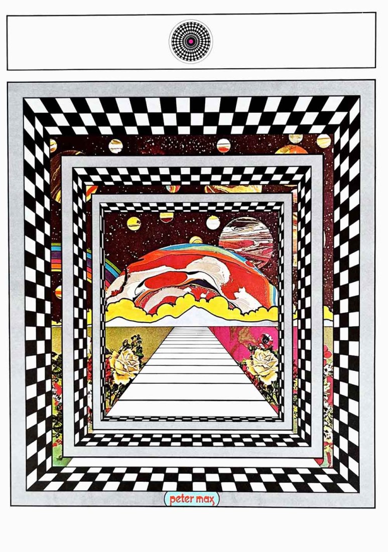 Peter Max Pop Art Poster 14 Cosmic window 1970: Artist: Peter Max Country: Germany / USA Title: Cosmic window Medium: Offset Paper Size: 16.5 x 11 inch Marks: Not signed not numbered Published: 1970 Peter Max Poster Corp. Provenance: Peter Ma