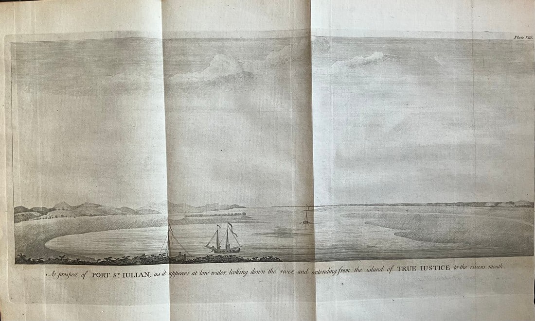 1756 Port Julian, River, and True Justice Island, Patagonia, Argentina Map by G. Anson: Title: 1756 Port Julian, River, and True Justice Island, Patagonia, Argentina Map by G. Anson Date/Period: 1756 Materials: Copper plate engraved Size: 18? x 11? This 1756 map showcases the view of Por