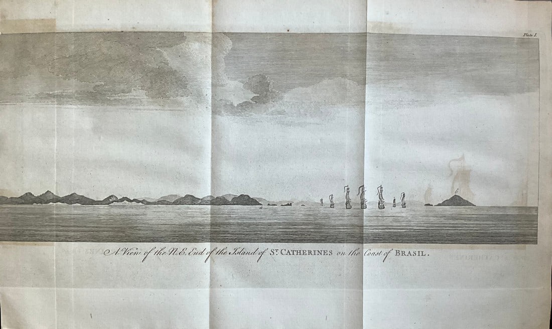 N.E. View of St. Catherines Harbor, Brazil, by Pirate G. Anson (1756) (1 of 1)
