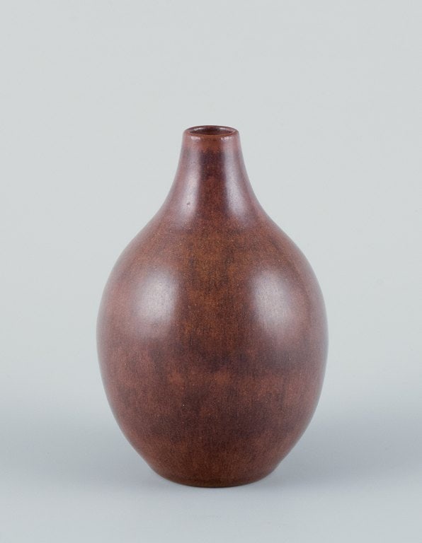 Ingrid and Erich Triller, Sweden. Unique ceramic vase decorated with brown-toned glaze. (1 of 4)