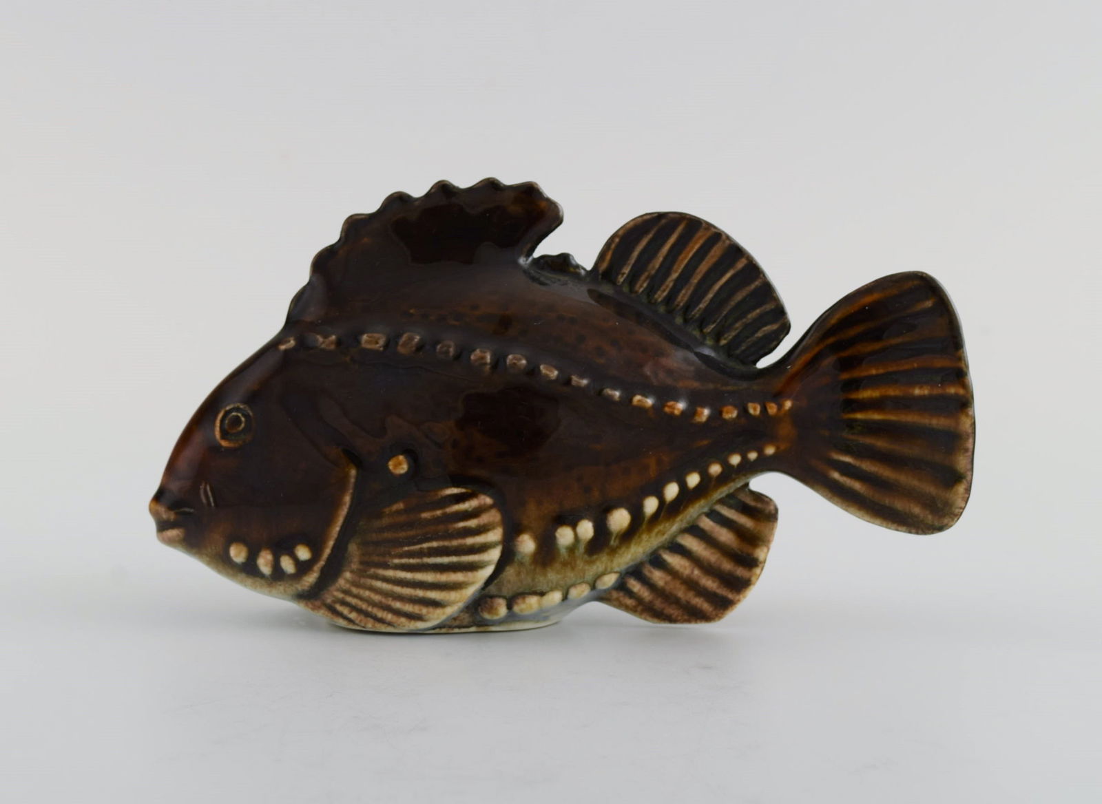 Sven Wejsfelt (1930-2009) for Gustavsberg. Unique Stim fish in glazed ceramics. 1980s. (1 of 7)