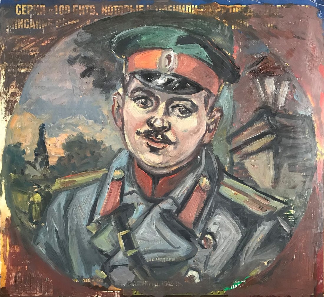 Oil painting Portrait of a soldier Alexander Arkadievich Litvinov: №AAA2354 Looking for a unique and stunning gift for the history buff in your life? Look no further than this one-of-a-kind oil painting, "Portrait of a Soldier." This incredible piece captures t