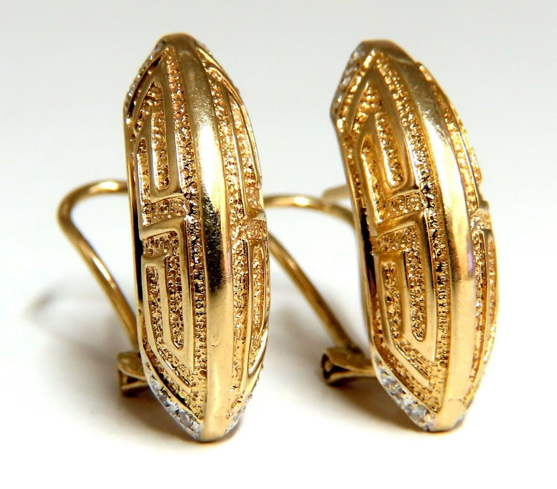 Crescent Greek Symbol Mid Century Earrings Clips 14 Karat (1 of 5)