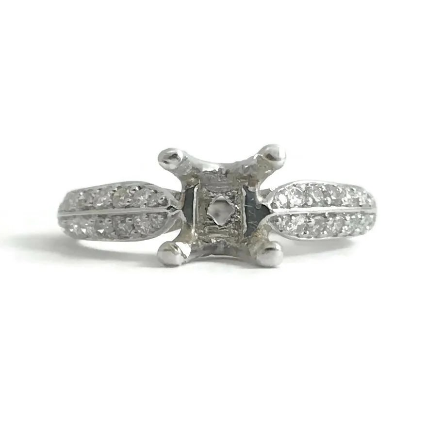 2-Row Diamond Engagement Ring Setting Mounting 18K White Gold, .45 CTW, 3.70 Gr (1 of 12)