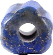 VIKING LAPUS LAZULI BEAD, 850-1000 AD: Polished stone, meticulously worked and polished to a ribbed cylindrical form. 6.7mm diameter, 10.5mm length, well over 3/8”. One of a small group from a larger necklace. •Celtic Roman Vik