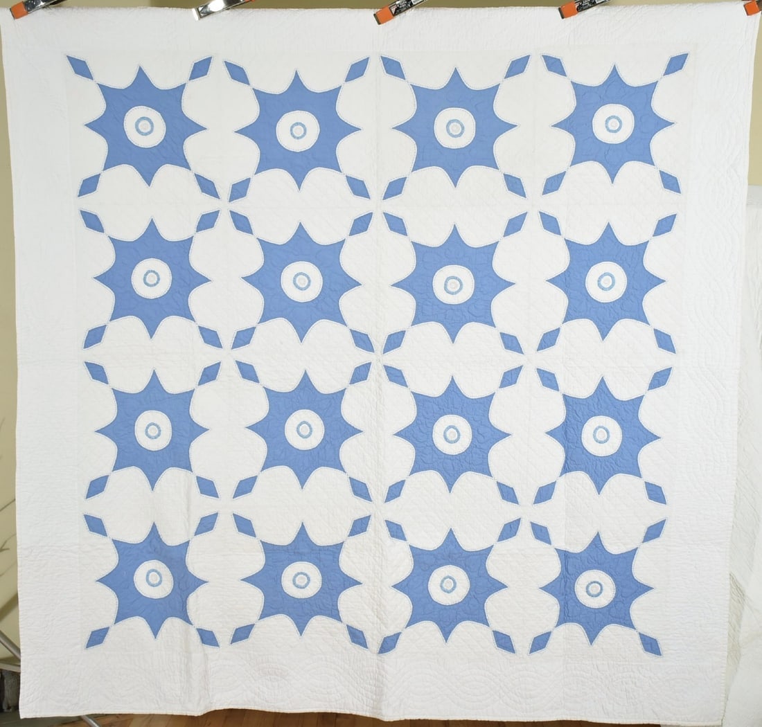 30's Blue & White Snowflake Quilt (1 of 8)