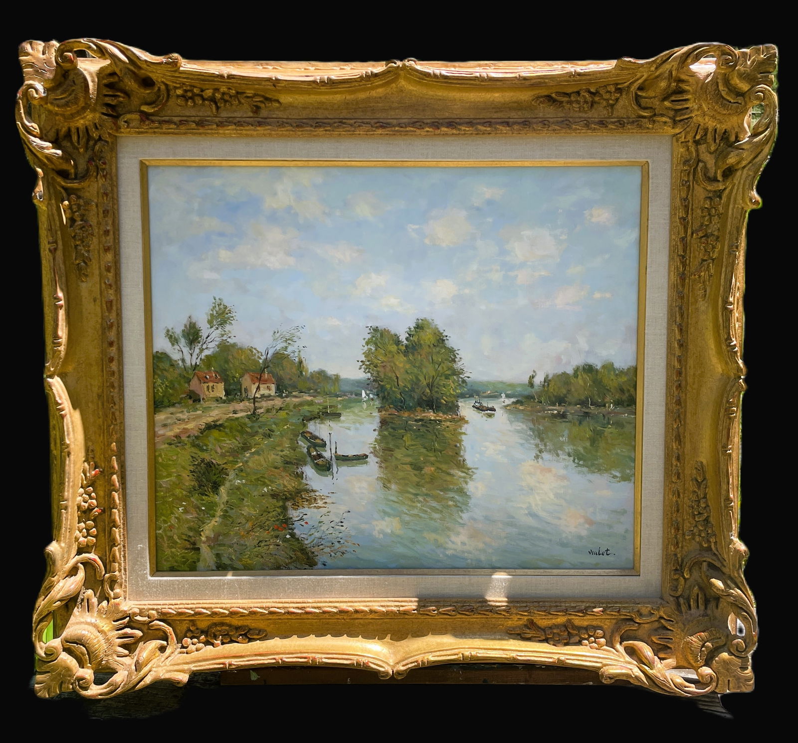 VINTAGE Original, Signed LAURENT VIALET FRENCH OIL PAINTING FRANCE (1 of 8)