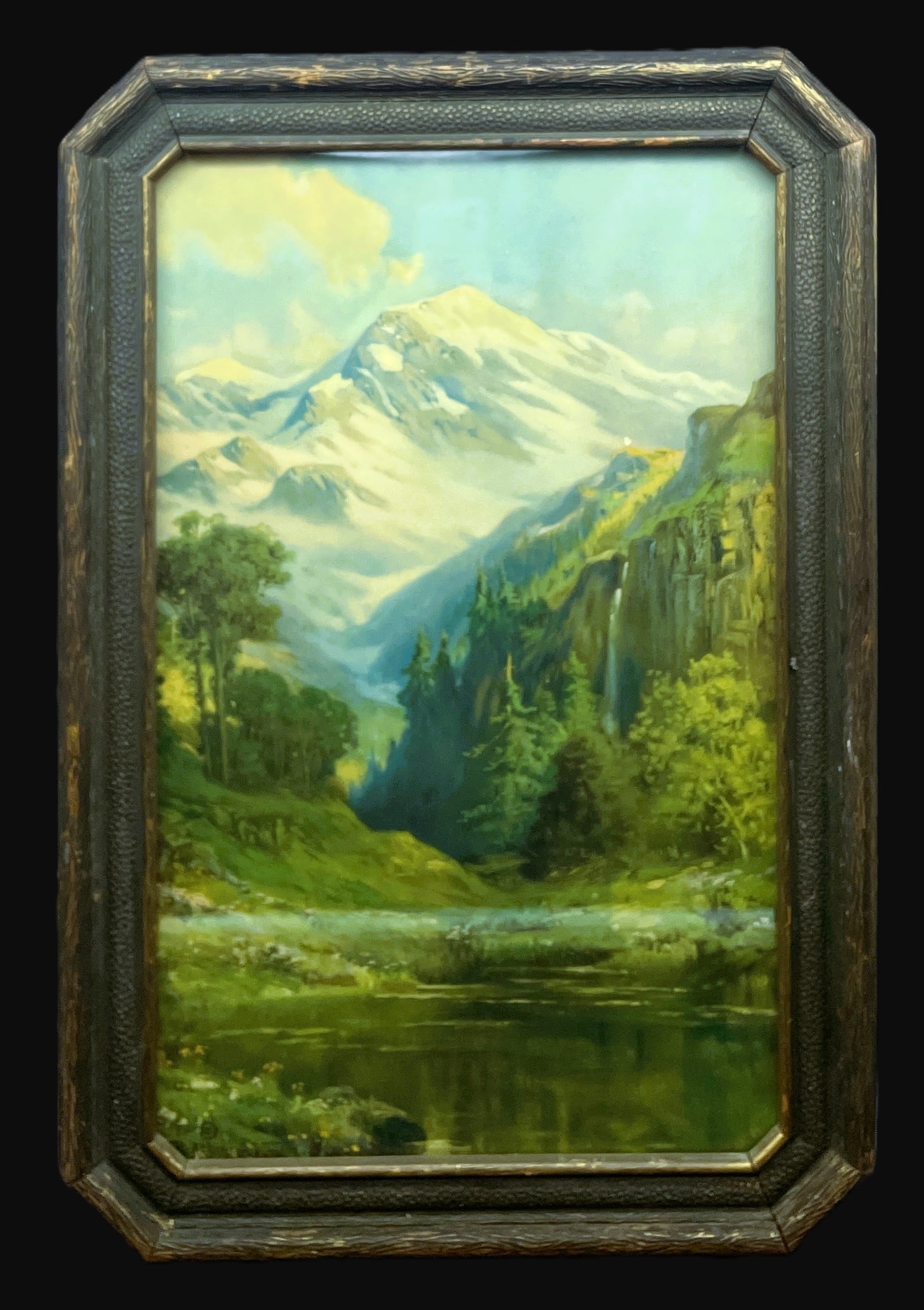 ART DECO FRAMED MOUTAIN LANDSCAPE PRINT R ATKINSON FOX ORIGINAL FRAME (1 of 8)