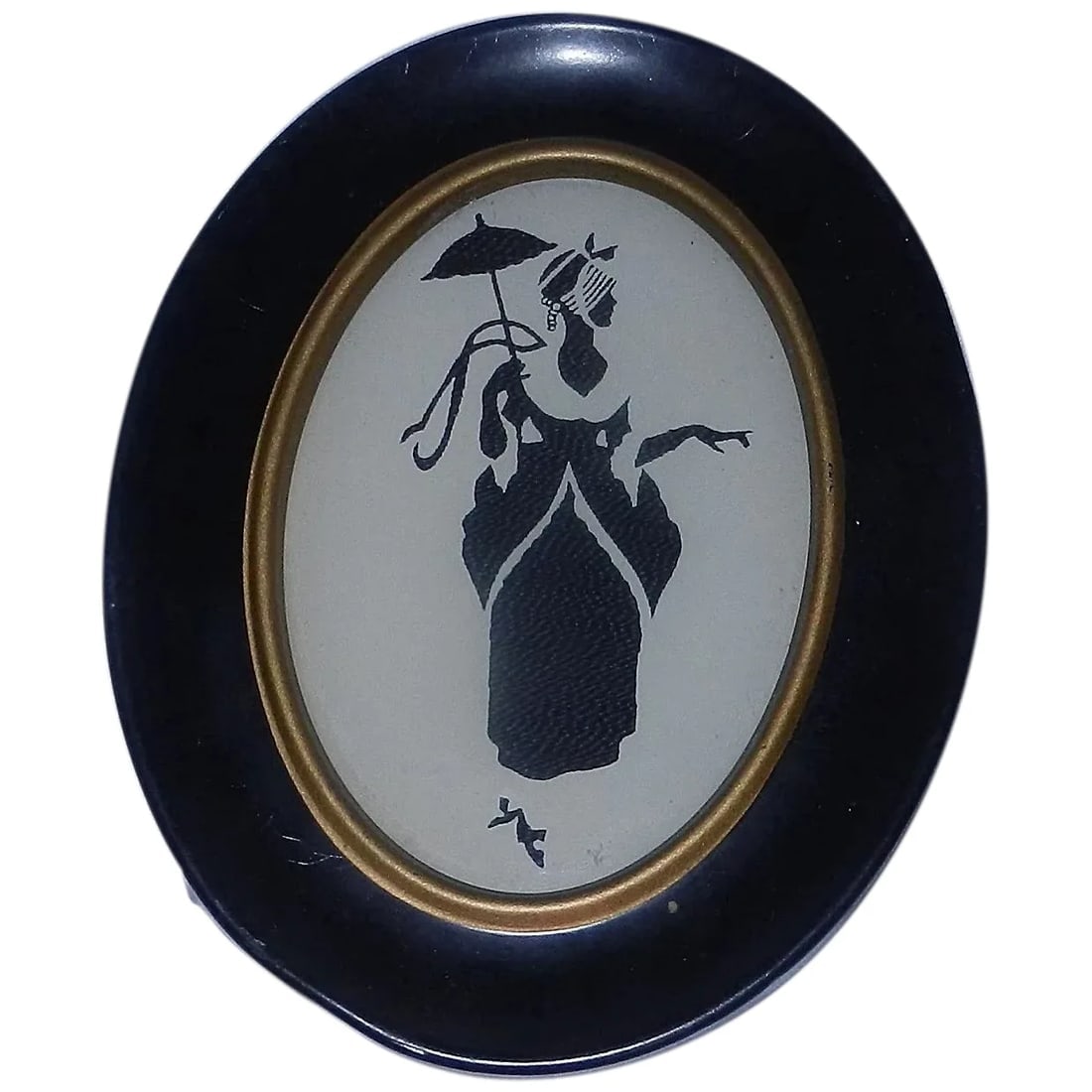 Vintage Reversed Victorian Lady Silhouette made from Thread Framed Picture (1 of 6)