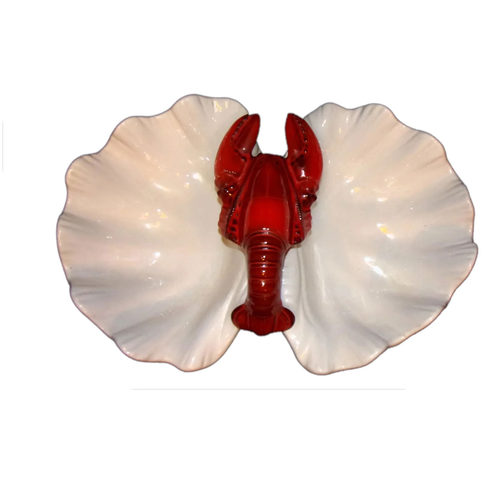 Vintage Lobster Handled Divided Double Clam Shell Deep Dish Serving Dish (1 of 7)