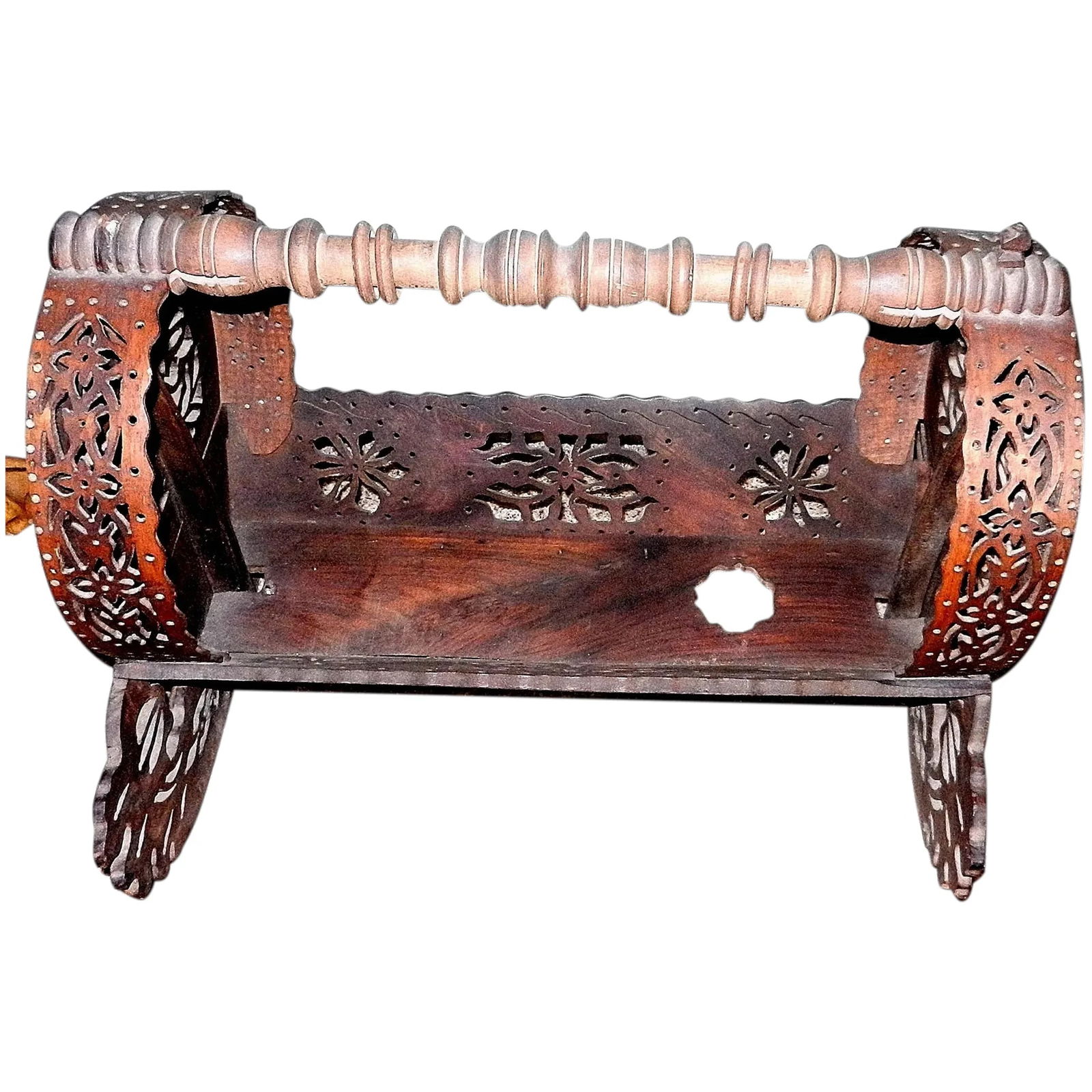 Antique Russian or Black Forest Ornate Fretwork Baby Crib or Doll Bed (1 of 9)