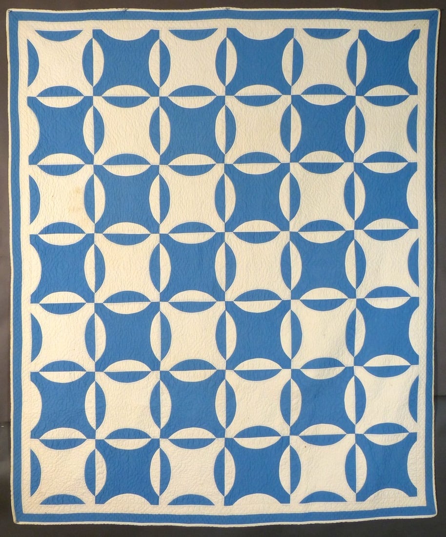 Antique Blue & White "Reel" Quilt, c.1920-30 (1 of 10)