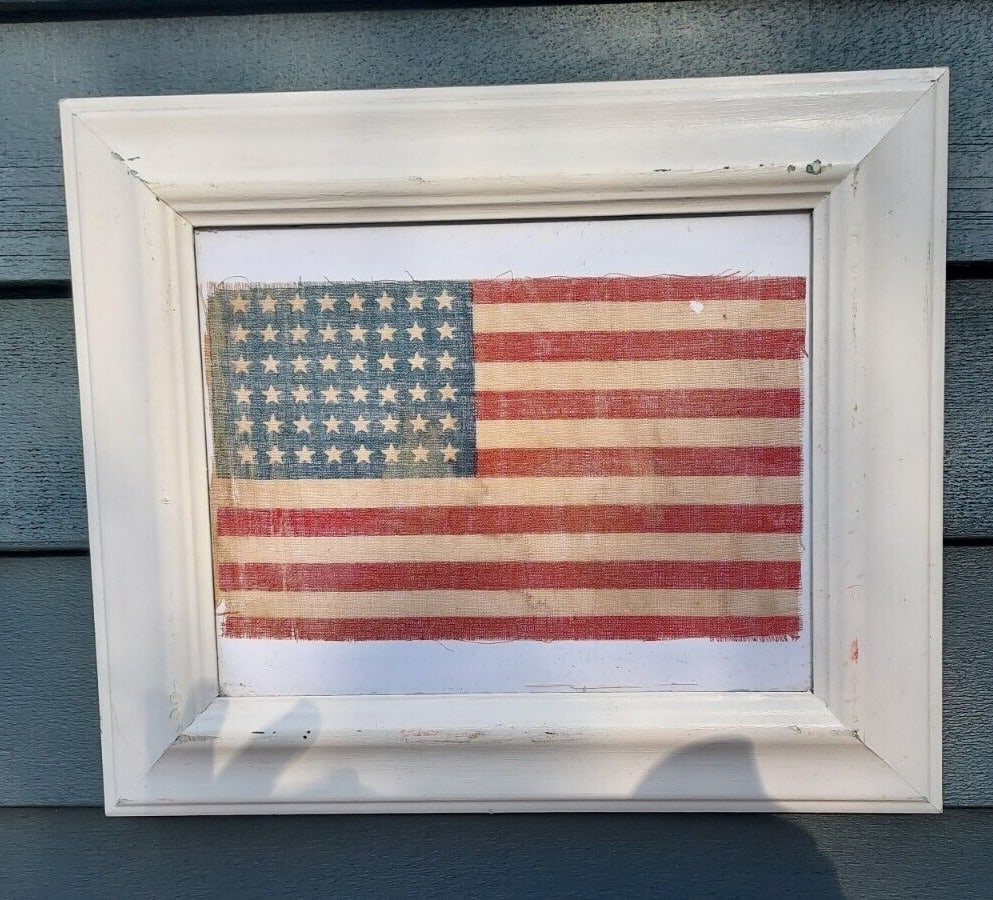 48 Star American Flag - parade flag 6 x 9 1/2" Early Material (1 of 2)