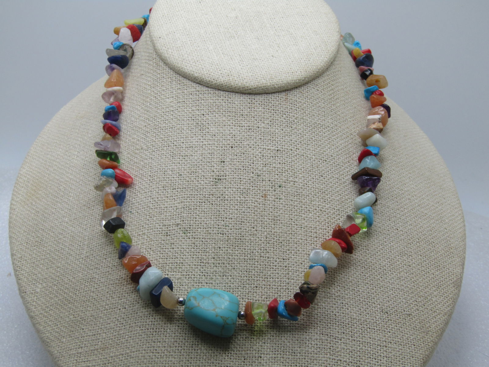 Vintage Mixed Stone Necklace 17"-19", Southwestern Vibe, 1990's (1 of 7)