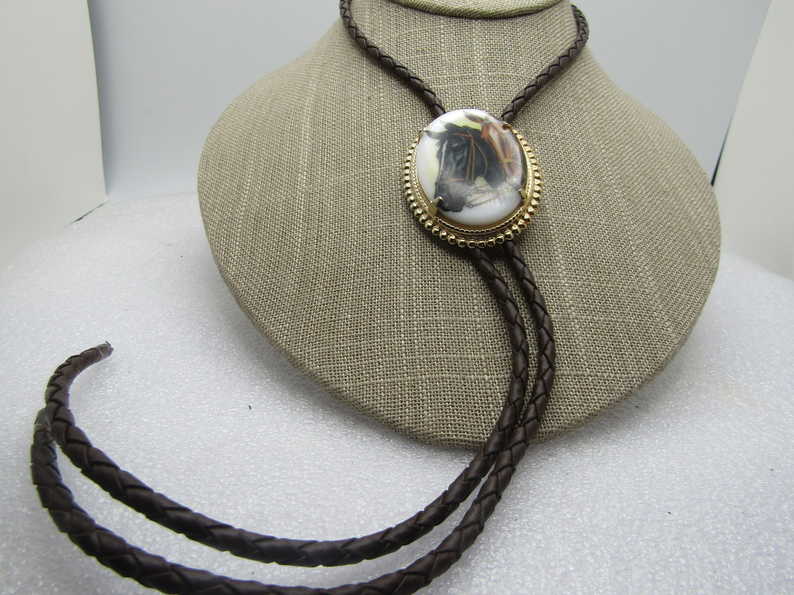 Vintage Brown Braided Horse Bolo Tie, 1960's,  31", Southwestern/Cowboy (1 of 5)