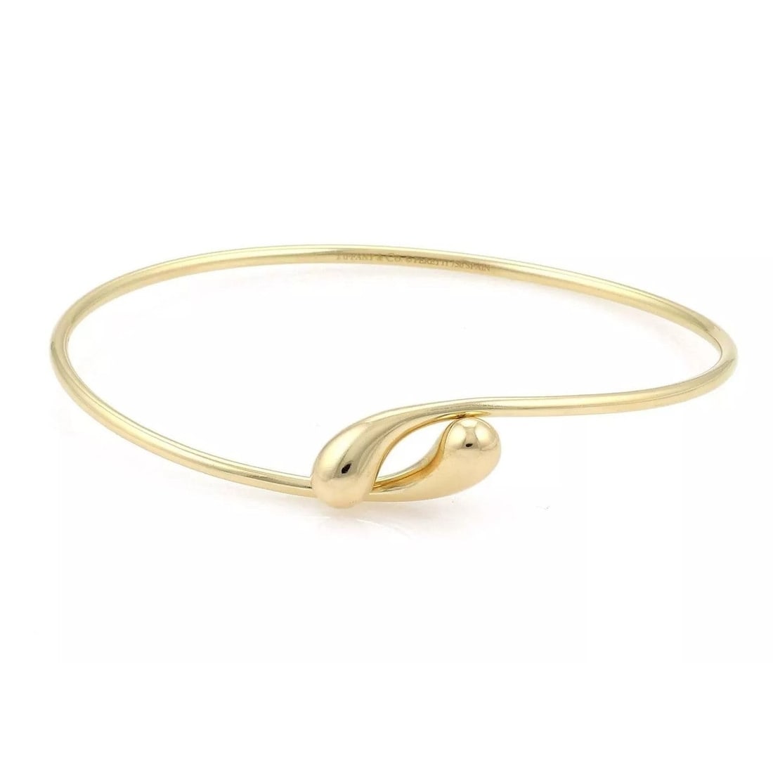 Tiffany & Co. Elsa Peretti 18k Yellow Gold Tear Drop Bypass Bangle Bracelet 7" (1 of 6)