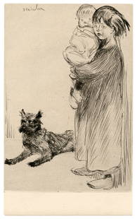 Theophile Alexandre Steinlen original drypoint "La grande soeur": Title: Theophile Alexandre Steinlen original drypoint "La grande soeur" Description: Medium: original etching and drypoint. The English title is "The Big Sister". Catalogue reference: Sanchez and Seyd