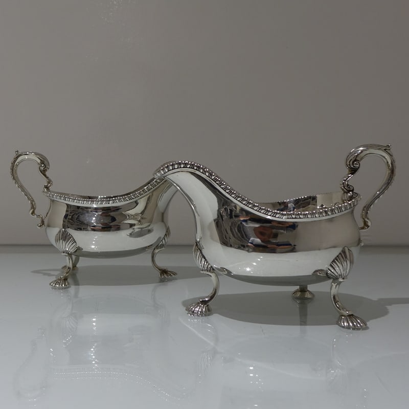 Early 19th Century Antique George III Sterling Silver Pair Sauceboats London 1810 William Stroud (1 of 14)