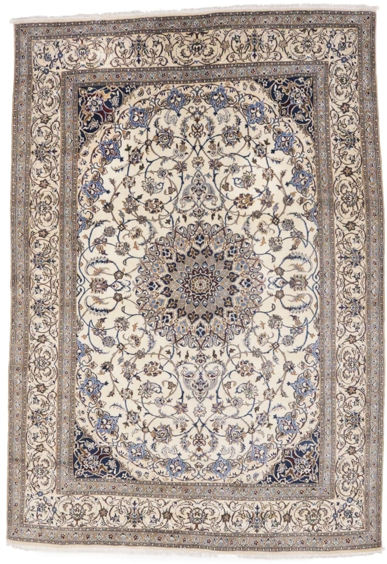 Vintage Floral Classic Cream 8X12 Nain Persian Rug (1 of 18)