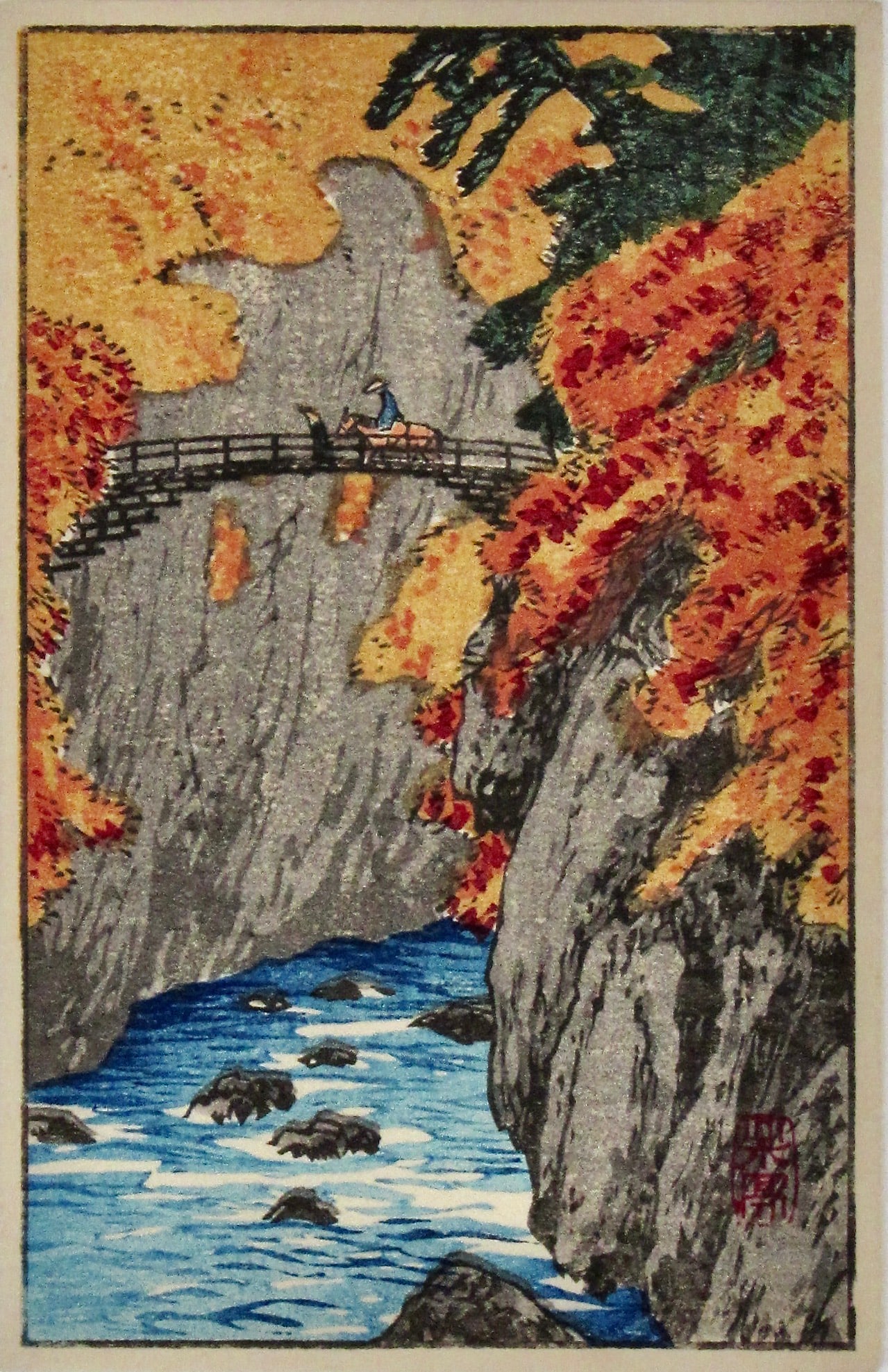 Shotei: Red Leaves at Monkey Bridge (1 of 2)