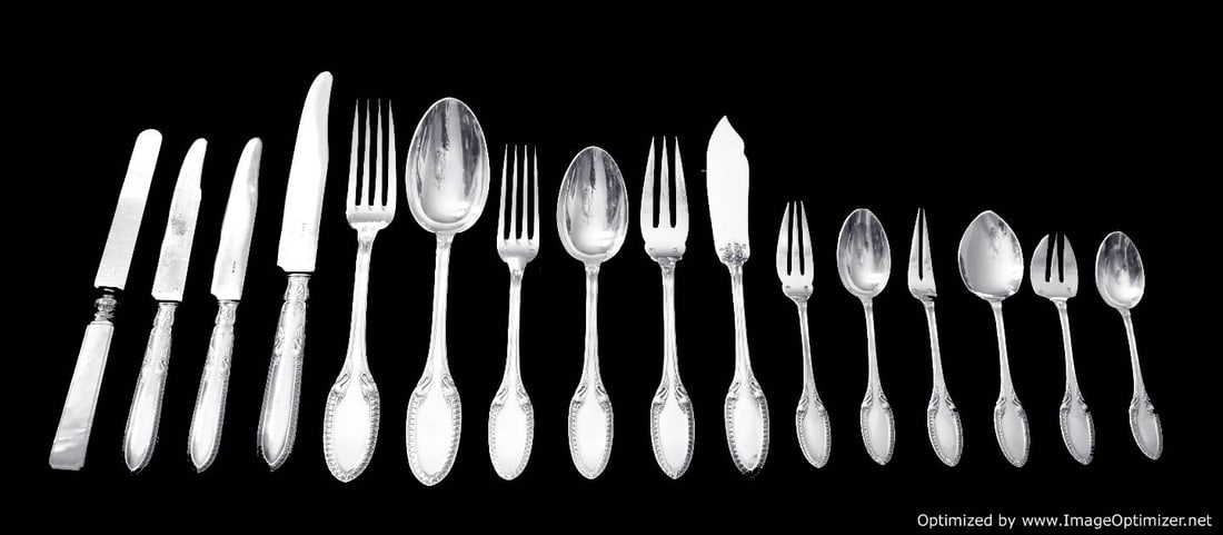 LAPPARRA - 327pc. LOUIS XVI ANTIQUE FRENCH 950 STERLING SILVER FLATWARE SET + CABINET ! (1 of 20)