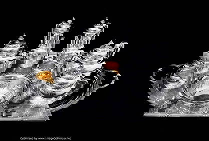 ODIOT & FABERGE - 9pc. ANTIQUE FRENCH 950 STERLING SILVER TEA COFFEE SET + 6 FABERGE ESPRESSO CUPS - (1 of 20)