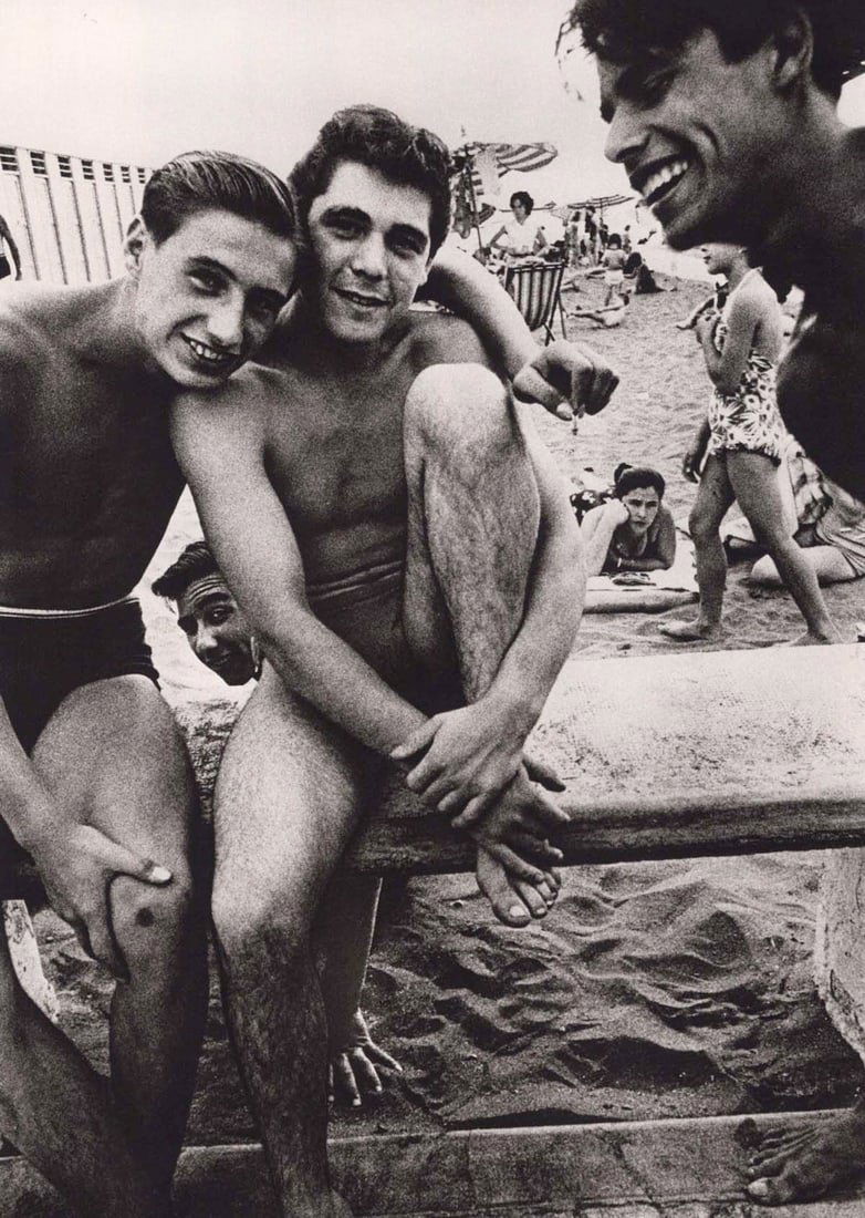 WILLIAM KLEIN - Ostia Beach Vertical, Rome, 1956: Artist: WILLIAM KLEINPrint Title: Ostia Beach Vertical, Rome, 1956Medium: Sheet-fed GravurePrinting Date: 1980sPrinted in FranceImage size (inches) approx. 10 x 7”Additional Information: COA inc
