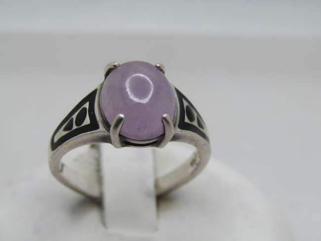Vintage Sterling Purple Jade Ring, Sz. 6, Signed CNA, 1980's-1990's (1 of 1)