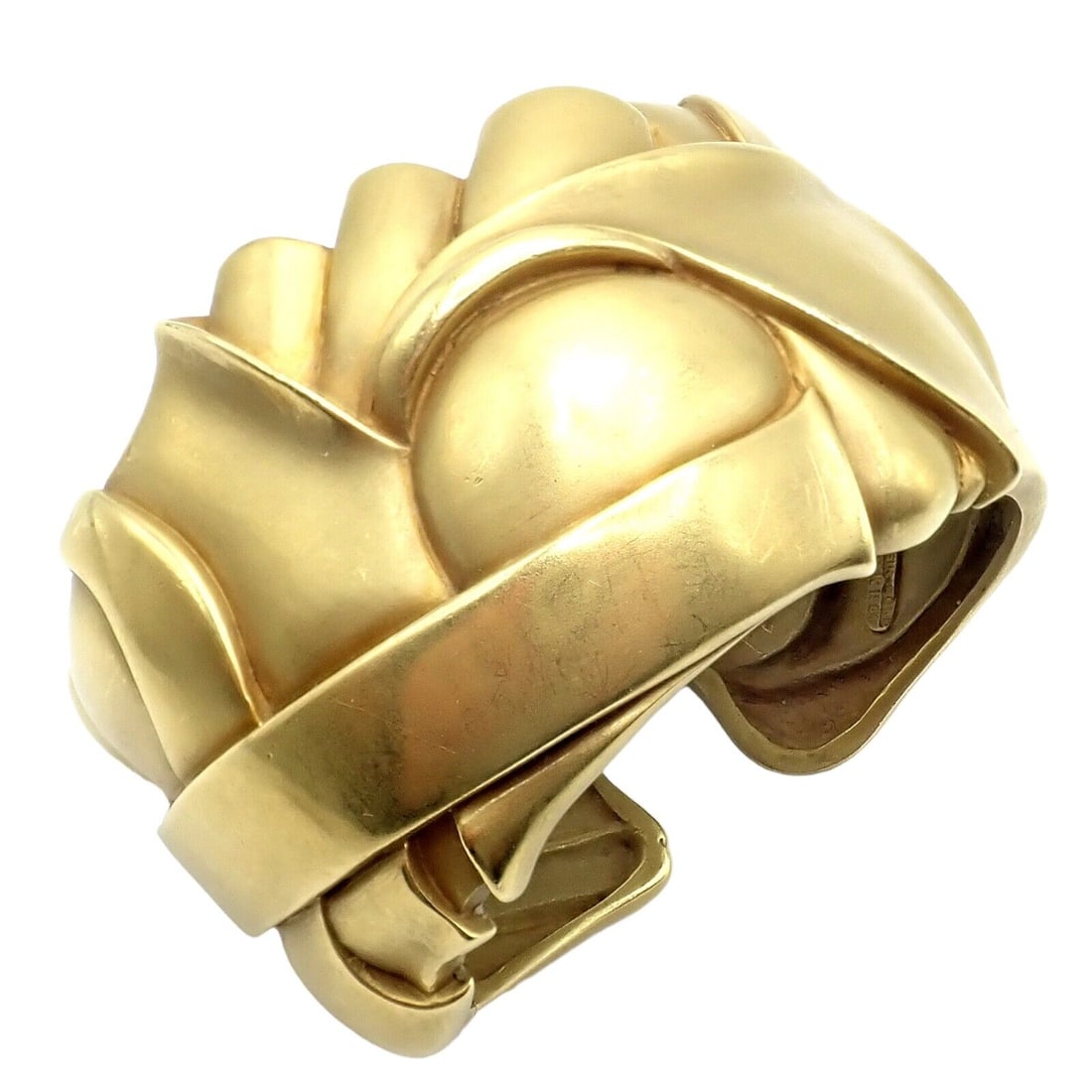 Authentic! Kieselstein Cord 18k Gold Wide Alligator Eye Bangle Bracelet 1984 (1 of 12)