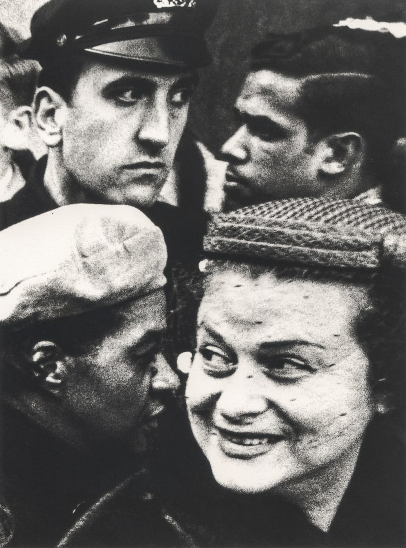 WILLIAM KLEIN - Four Heads, New York, 1954: Artist: William Klein Title: Four Heads, New York, 1954 Medium: Photo Litho, 1994, Hong Kong Dimensions: 4.9x6.65" Description: Heat Wax Mounted on 8.5x11" Conservation Board Artist Bio: William Klein