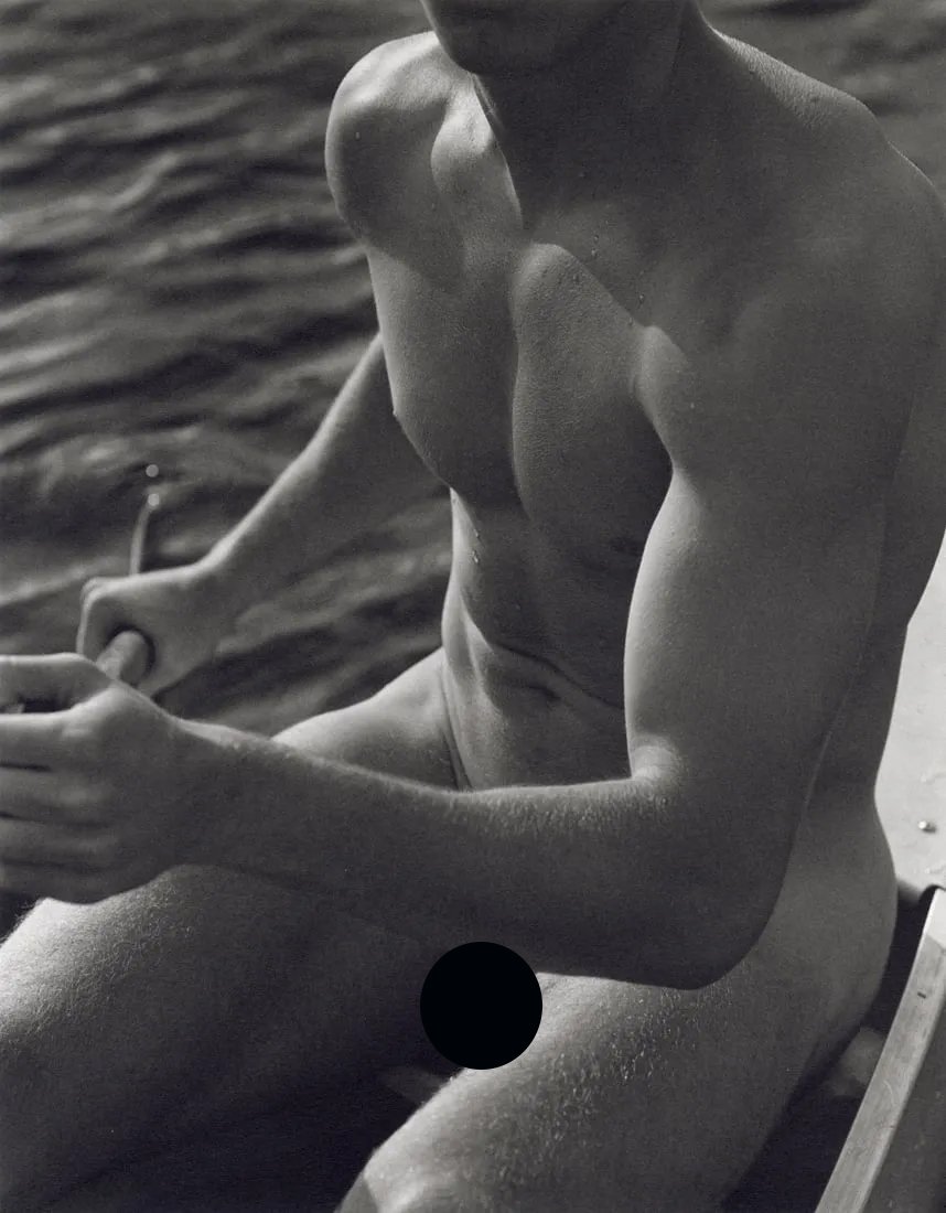 BRUCE WEBER - Jason and His Canoe Bog, Pond, 1989: Artist: Bruce Weber Title: Jason and His Canoe Bog, Pond, Adirondack Park, 1989 Medium: Sheet Fed Gravure, 1990, USA Dimensions: 7.3x9.35" Description: Heat Wax Mounted on 11x14" Conservation Board Ar