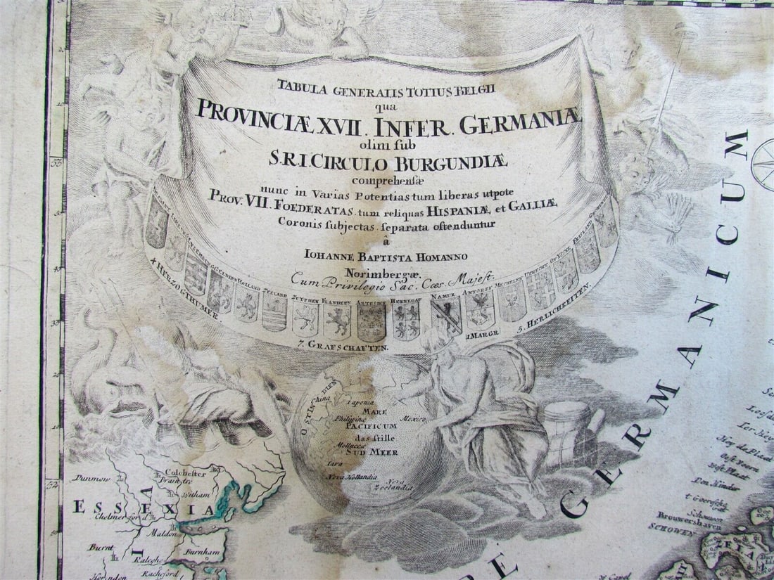 1730 antique MAP of GERMANY Netherlands Belgium Luxemburg 18th CENTURY (1 of 7)