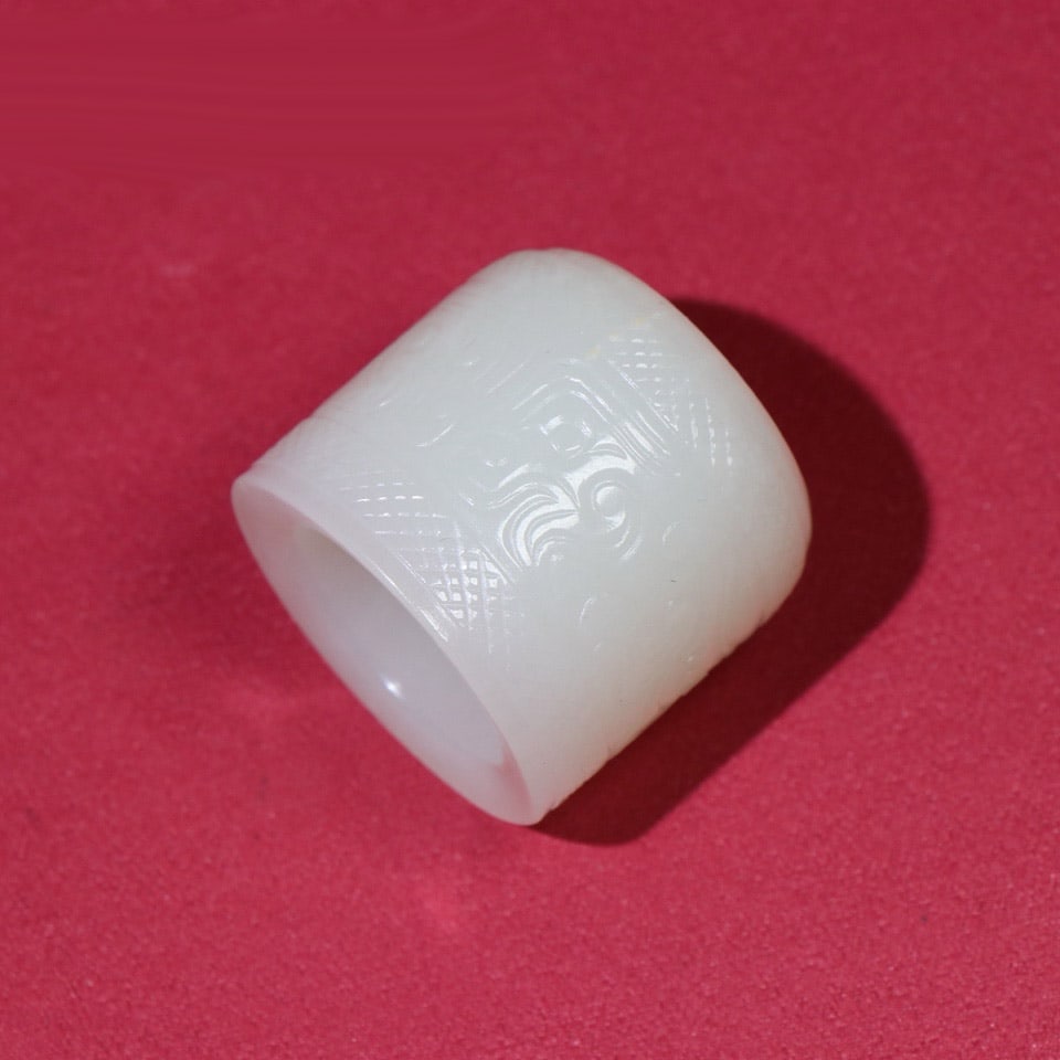 Internal Diameter 22mm Chinese White Hetian Jade Thumb Ring (1 of 9)