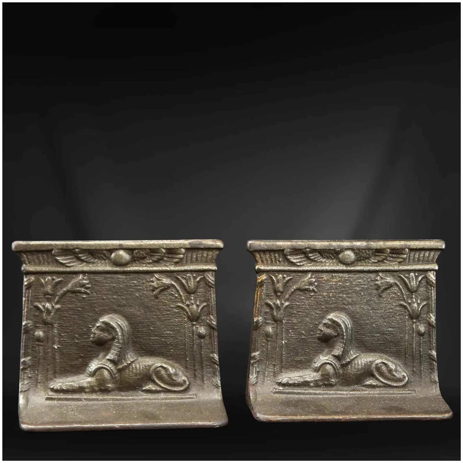 Pair Sphinx Profile Iron Bookends 1926 (1 of 10)