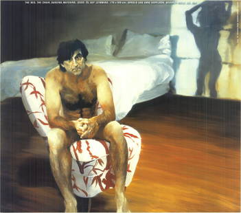 Eric Fischl - The Bed, the Chair, the Dancer (No Text) - 1984 Offset Lithograph 20.5" x 23.5": The Bed, the Chair, the Dancer (No Text) by Eric Fischl, 1984 Unsigned Offset Lithograph. Paper size is 20.5 x 23.5 inches, with an image size of 20.5 x 23.5 inches. The Offset Lithograph is from an e