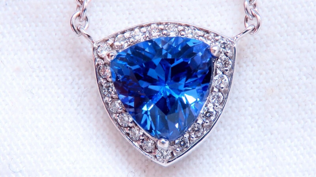 2.15ct Tanzanite Necklace 14kt Gold Trillian 18 inch Necklace (1 of 6)