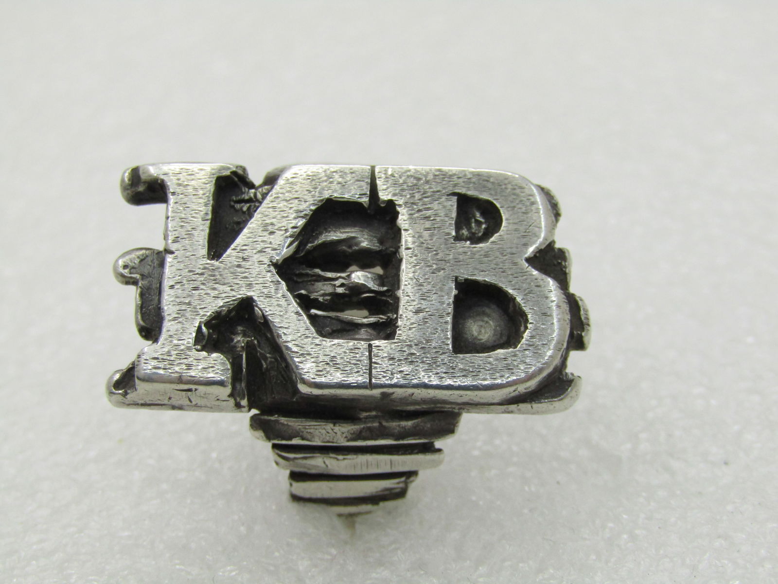 Vintage Sterling KB Men's Initial Ring, Biker Ring, Sz. 14, Heavy/Statement (1 of 8)