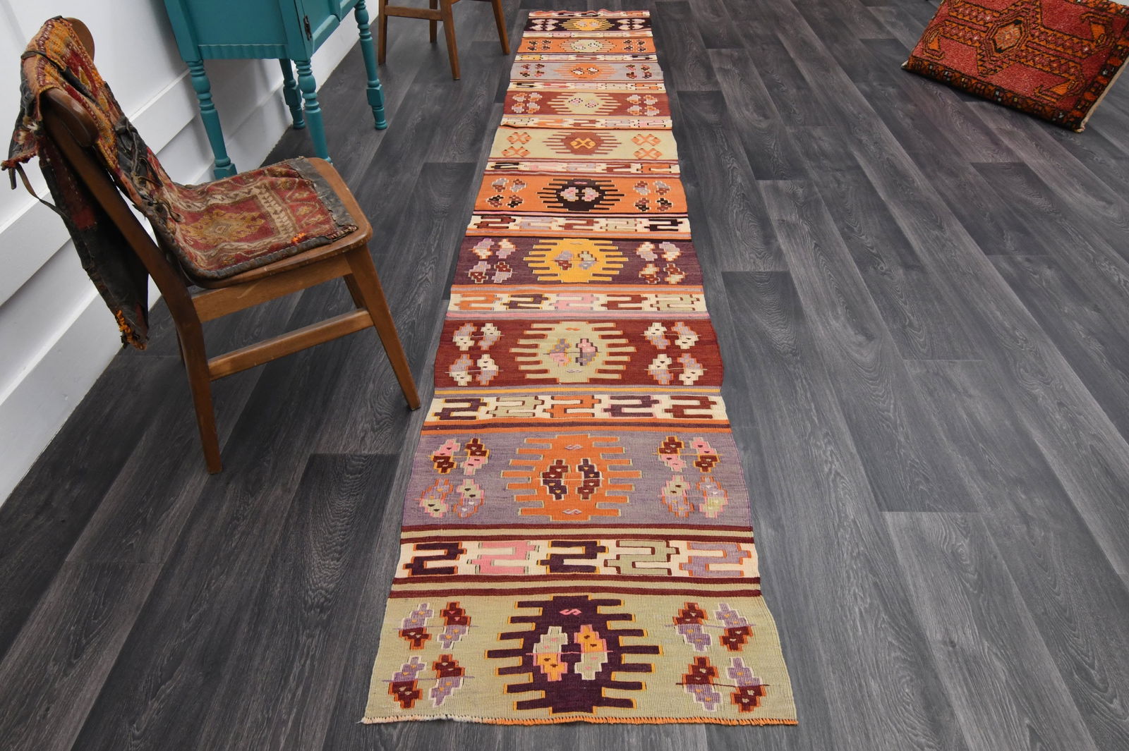 2.3x13.4 ft, TURKISH KILIM Runner (1 of 9)