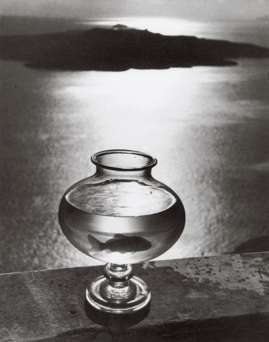 HERBERT LIST - Goldfish Glass, 1937: Artist: Herbert List Title: Goldfish Glass, 1937 Medium: Photo Litho, 1990, Hong Kong Dimensions: 6.75x8.6" Description: Heat Wax Mounted on 8.5x11" Conservation Board Artist Bio: Herbert List was a G