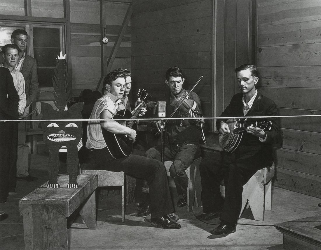 ARTHUR ROTHSTEIN - Saturday Night String Band, 1940: Artist: Arthur Rothstein Title: Saturday Night String Band with Kitty, 1940 Medium: Photo Litho, 2002, China Dimensions: 7.15x5.6" Description: Heat Wax Mounted on 8.5x11" Conservation Board Artist Bi